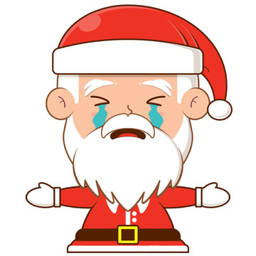 santa claus crying and scared face cartoon cute