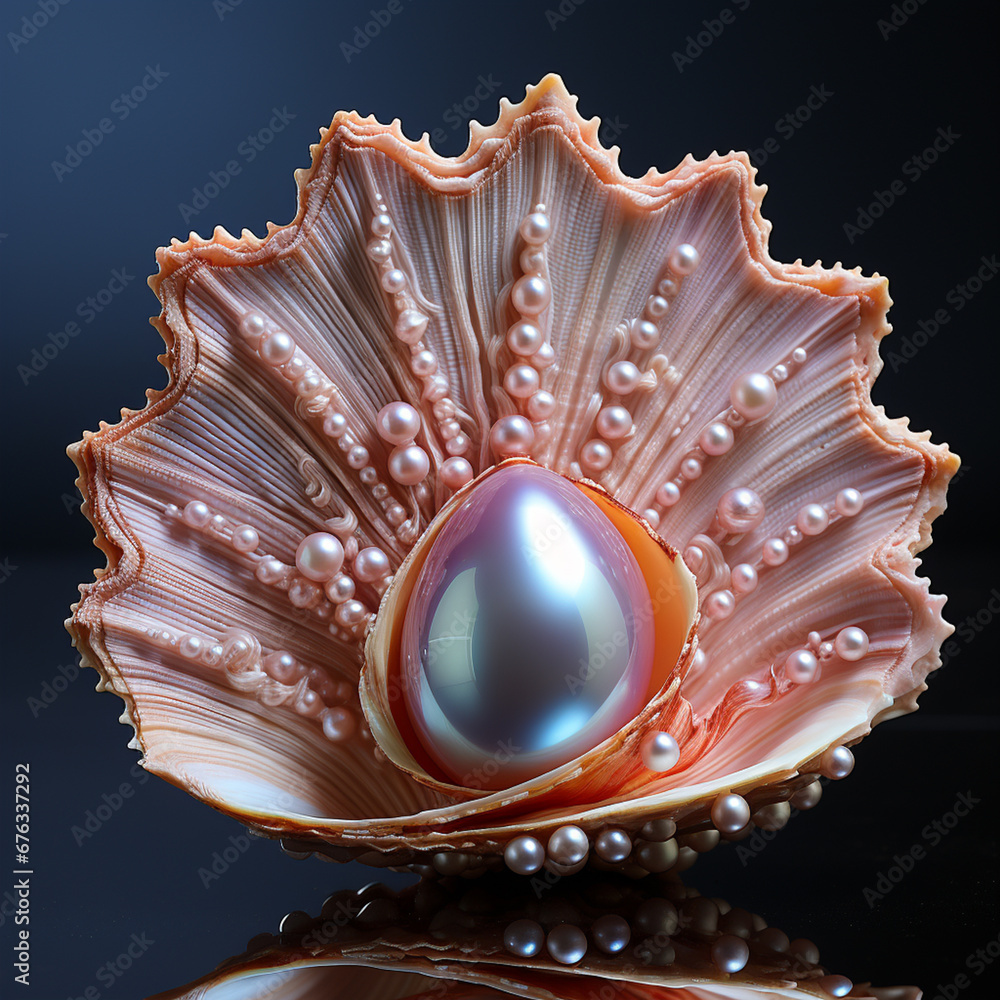 Aufkleber a photograph of a pearl in its early stages of formation within a shell, capturing the intricate pro