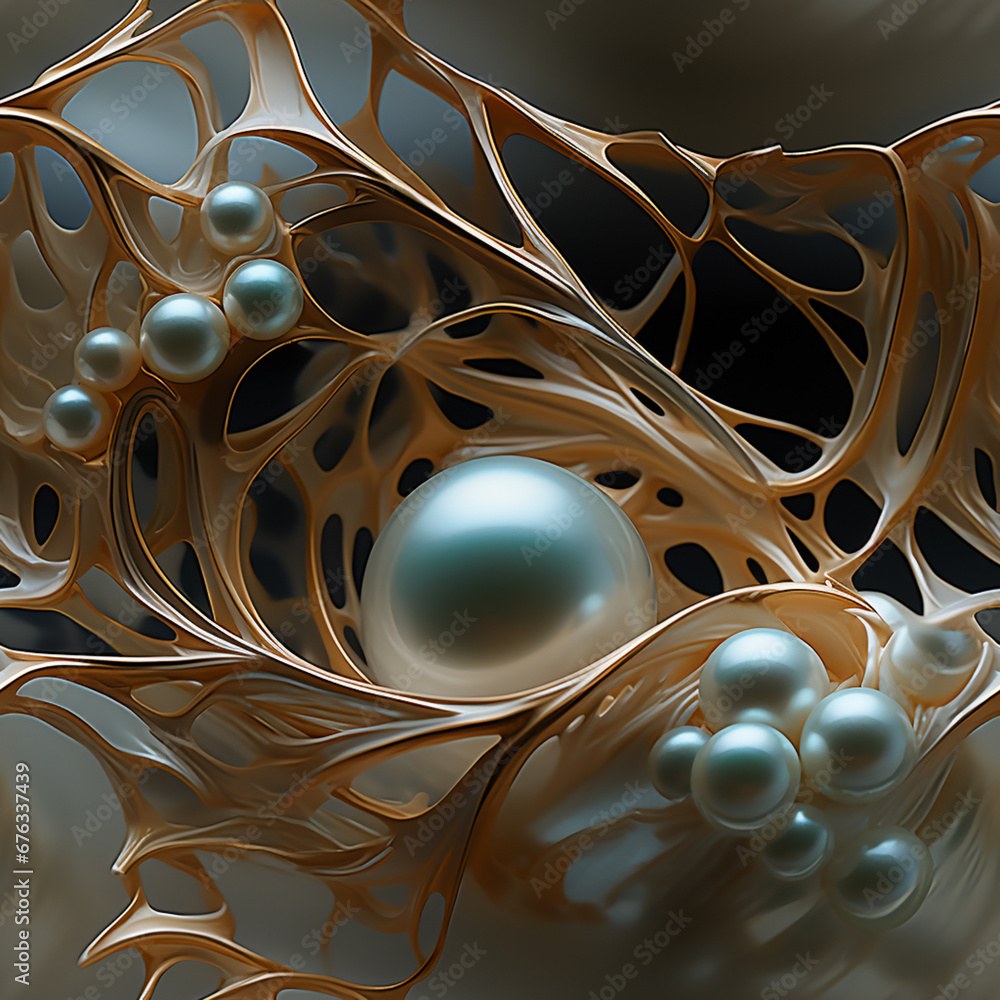 Aufkleber a photograph of a pearl in its early stages of formation within a shell, capturing the intricate pro