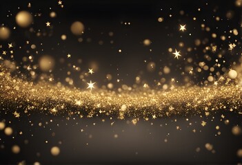 Fototapeta na wymiar Abstract dark blue background with particles and golden shiny star dust. Christmas feeling. Golden light shine particles bokeh on light background. Generative AI.