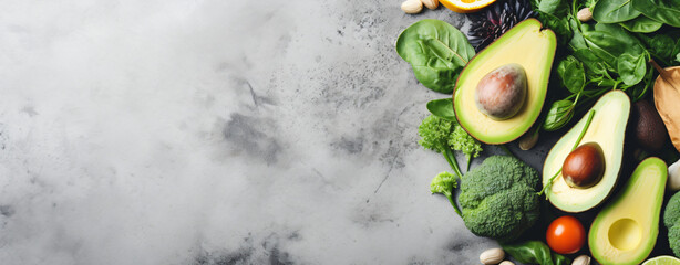 Vegetarian vegan healthy ingredients and green smoot - obrazy, fototapety, plakaty