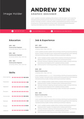 Minimalist curriculum vitae template and cover letter with photo. job applications letter - obrazy, fototapety, plakaty