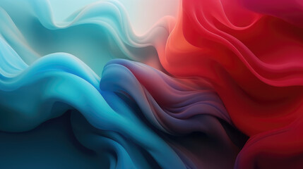 Elegant waves of blue and red in a luxurious abstract pattern, liquid smoke fog as elegant silk...