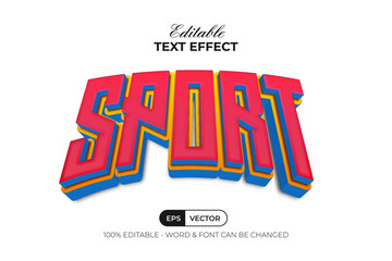Sport Text Effect 3D Curved Style. Editable Text Effect.