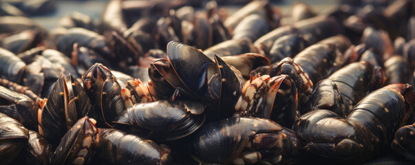 Raw seafood or sea shells or barnacles. - obrazy, fototapety, plakaty