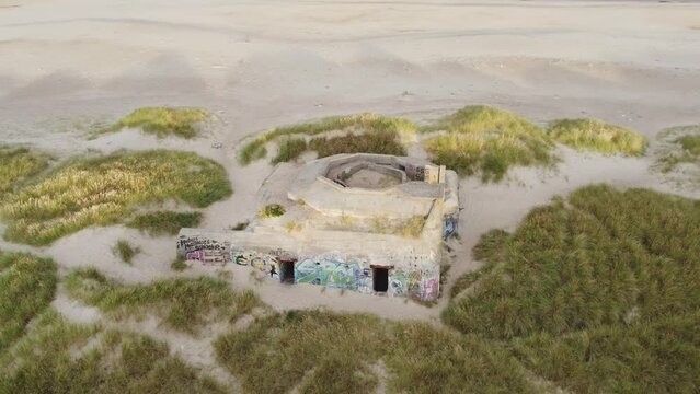 Coastal Battery Klitmoller, Thisted, Denmark - A Wide-ranging Perspective of a Coastal Bunker - Drone Orbit