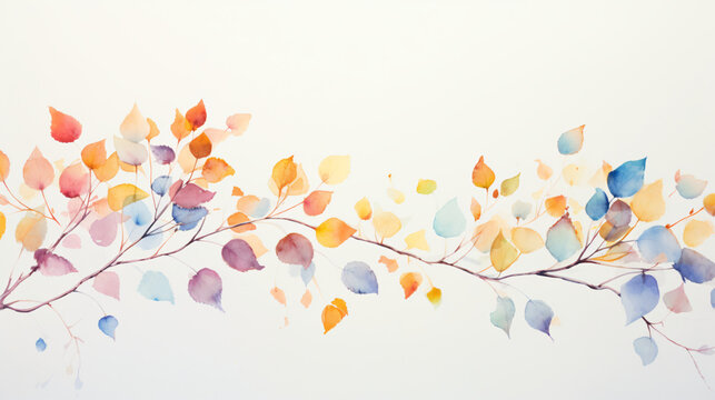 Watercolor leaves with empty space