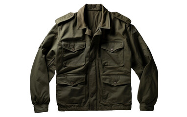 Pretty Looking Black Military Jacket Isolated on Transparent Background PNG.