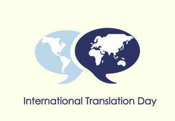 International translation day world map in speech bubble illustration