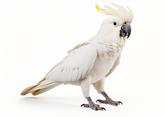 White cockatoo parrot isolated on white background