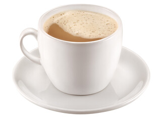 xícara com café com leite isolado em fundo transparente