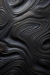 Black abstract surface in futuristic organic lines, waves