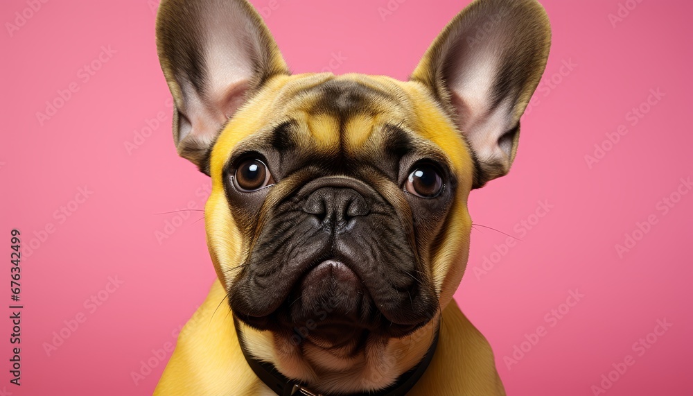 Poster charming studio portrait of a lovable dog posing on an isolated solid color background