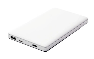 Amazing White Power bank Isolated on Transparent Background PNG.