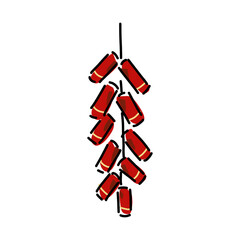 Festive Chinese Firecrackers icon , vector drawing 