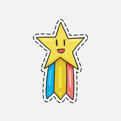 cute rainbow star hand drawn icon