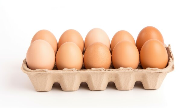 Carton of eggs in white background, AI generated Image