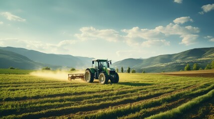 Fototapeta premium Farmer driving a tractor, AI generated Image