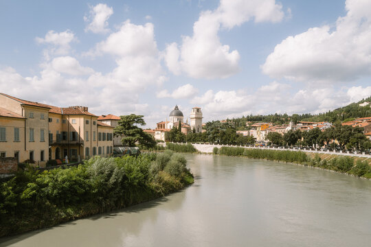 Blick von der Ponte Pietra in Verona