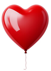 Red heart shaped balloon isolated on transparent or white background, png 