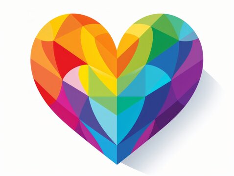 A colourful abstract heart on a white background