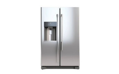Long Smart Refrigerator Isolated On Transparent Background PNG.