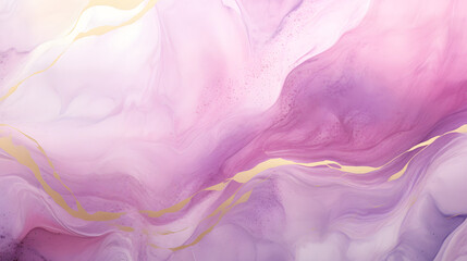 Abstract watercolor paint background illustration - Pink purple color and golden lines texture...