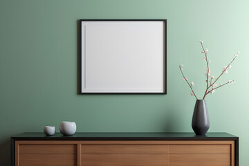 Blank frame on the wall with space for text or picture, mockup, generative AI