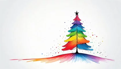 Gardinen Beautiful colorful  abstract christmas tree with copy space © cobaltstock