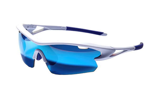 Blue Color Sport Sunglasses Isolated On Transparent Background PNG.