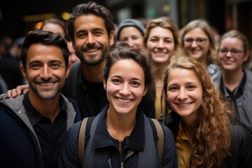 Obraz premium Group of people posing in front of a camera.