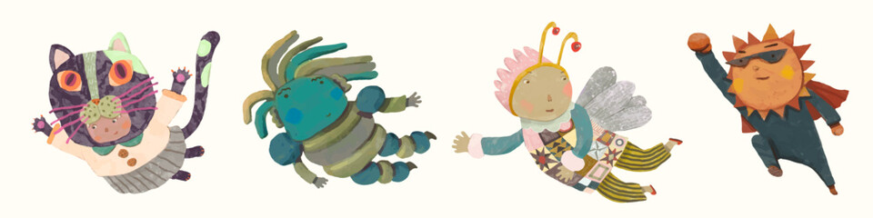 Cute characters design of children and monster.