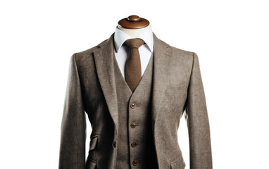 Slim Fit Tweed Suit Isolated On Transparent Background PNG.