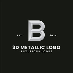 B Vintage 3D Metallic Logo