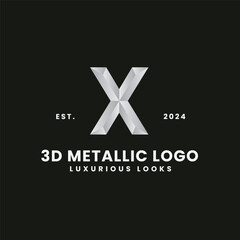 X Vintage 3D Metallic Logo