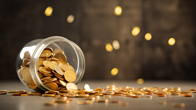 coins in glass jar, henerative AI