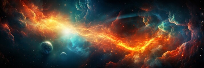 Vibrant space galaxy cloud revealing cosmos wonders through science and astronomy lens