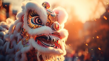 Traditional chinese new year dragon dance costume with intricate design and cultural symbolism