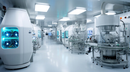 Advanced equipment inside a pharmaceutical manufacturing facility.