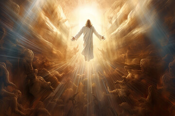 Glorious Ascension of Jesus Christ in heaven light