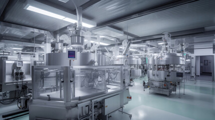 Advanced equipment inside a pharmaceutical manufacturing facility.