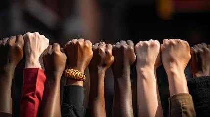 Foto op Plexiglas Close up people raising their hand against racisms. © Yacine