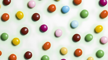 A vibrant array of scattered colorful candies on a background, symbolizing the food safety concept and highlighting concerns about potentially dangerous and toxic food additives.
