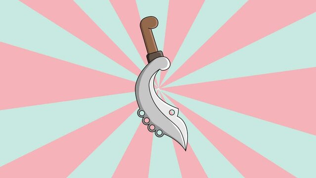 The animation forms an Indonesian cleaver icon with a rotating background