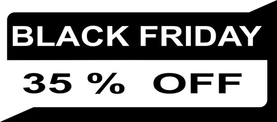 black friday tag 35% percent off, vector illustration.