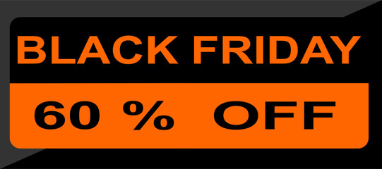 Fototapeta premium Black friday tag 60% percent off, vector illustration.