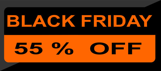 Fototapeta premium black friday tag 55% percent off, vector illustration.