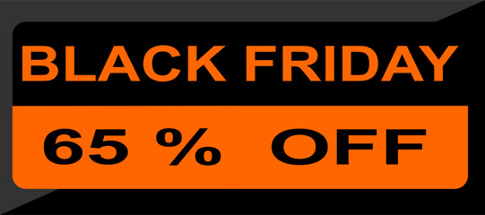 black friday tag 65% percent off, vector illustration.