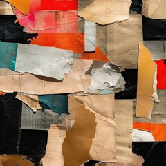 Empty background collage made of torn colored paper