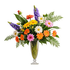 A Taste of Spring: The Perfect Vase of Flowers on transparent background,png